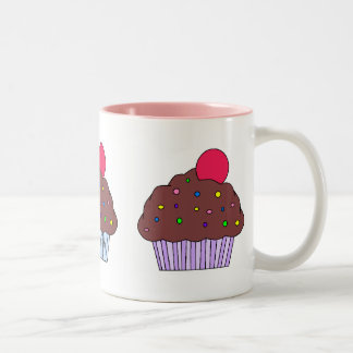 Caneca De Café Em Dois Tons Cupcake do chocolate