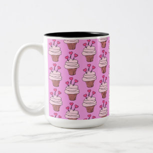 Caneca De Café Em Dois Tons Cupcakes cor-de-rosa