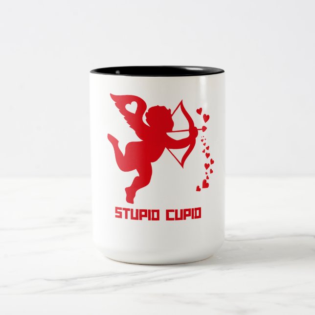 Caneca De Café Em Dois Tons Cupido Estúpido (Centro)