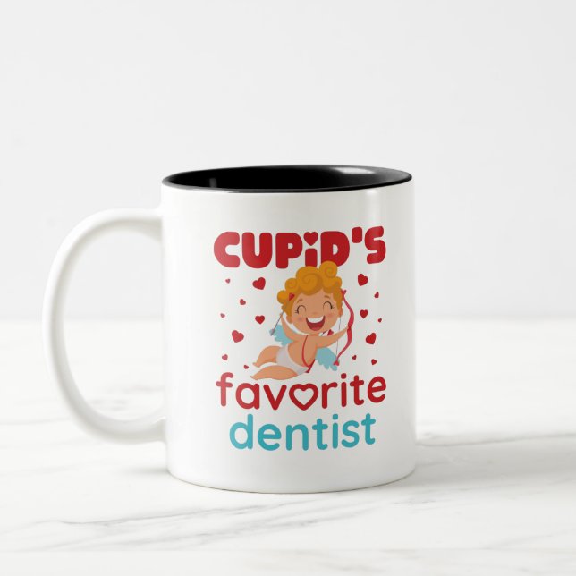 Caneca De Café Em Dois Tons Cupid's Favorite Dentist Valentine's Day (Esquerda)