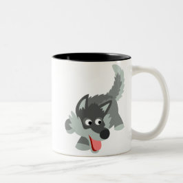 Caneca De Café Em Dois Tons Curioso desenho animado Wolf Mug