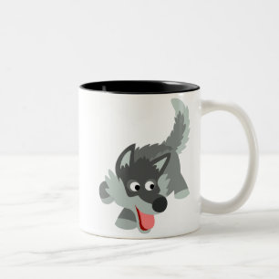 Caneca De Café Em Dois Tons Curioso desenho animado Wolf Mug