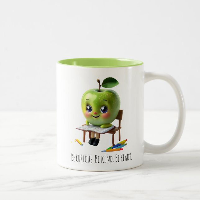 Caneca De Café Em Dois Tons Curioso estudante de Maçã Verde - Seja Curioso Cit (Direita)