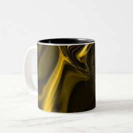 Caneca De Café Em Dois Tons Curvas douradas ou amareladas em fundo marrom