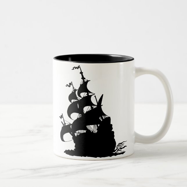 Caneca De Café Em Dois Tons Curvaturas de Windship antes de uma brisa fresca (Direita)