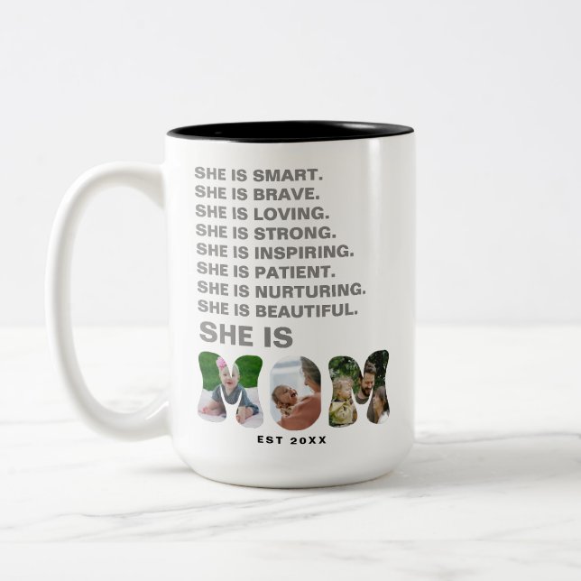 Caneca De Café Em Dois Tons Custom Affirmation New Mom photo Gift (Esquerda)