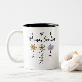 Caneca De Café Em Dois Tons Custom Birth Flower Mug Names, Mama's Garden Gift