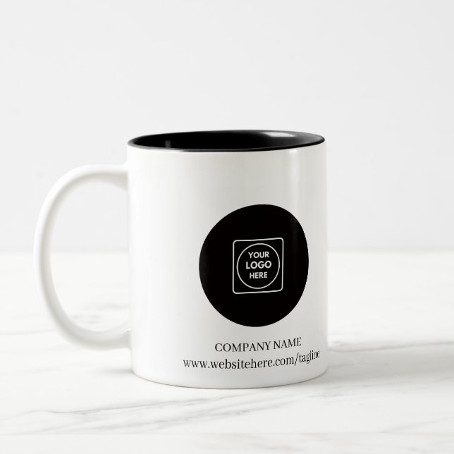 Caneca De Café Em Dois Tons Custom Business Logo Website Two Tone Mug (Esquerda)