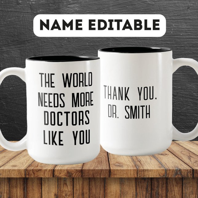 Caneca De Café Em Dois Tons Custom Doctor Appreciation Gift – Thank You (Criador carregado)