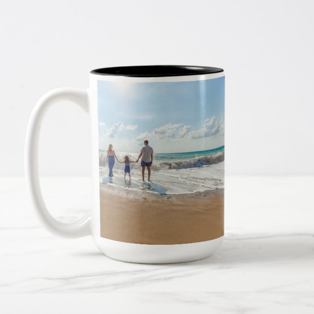 Caneca De Café Em Dois Tons Custom Family Photo Personalized (Esquerda)
