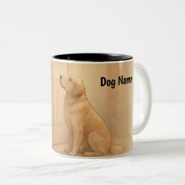 Caneca De Café Em Dois Tons Custom Golden Retriever "Always Waiting" Mug