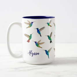 Caneca De Café Em Dois Tons Custom hummingbirds
