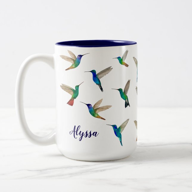 Caneca De Café Em Dois Tons Custom hummingbirds (Esquerda)