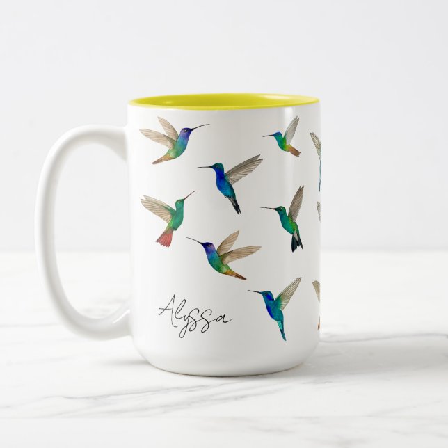 Caneca De Café Em Dois Tons Custom hummingbirds (Esquerda)