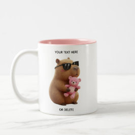 Caneca De Café Em Dois Tons Custom Name Cute Capybara Teddy Bear Pink Mug