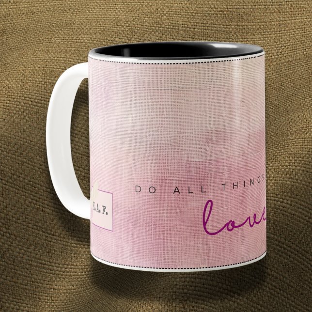 Caneca De Café Em Dois Tons Custom Name Love Script Heather Dusk Poet Mug (Criador carregado)