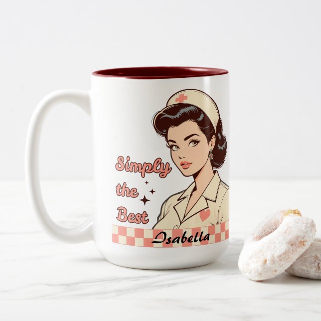 Caneca De Café Em Dois Tons Custom Nurse Simply the Best (Com Donut)