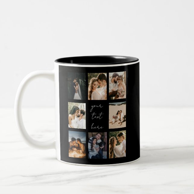Caneca De Café Em Dois Tons Custom Photo Collage Personalized Picture Family (Esquerda)