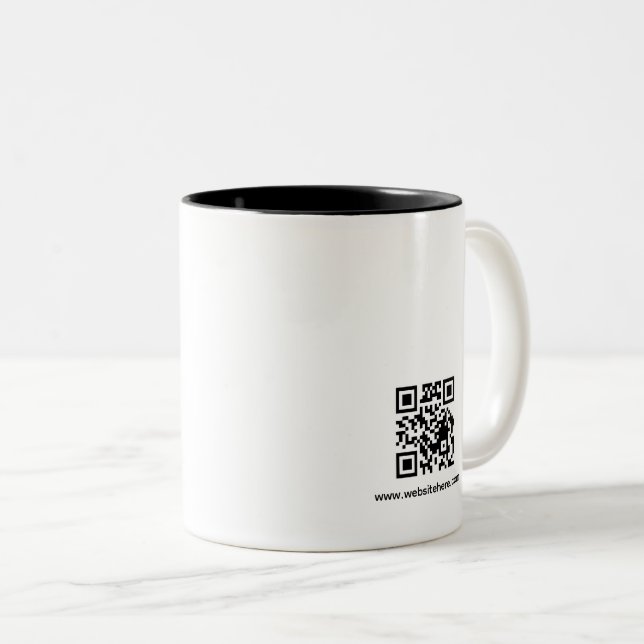 Caneca De Café Em Dois Tons Custom QR Logo Website Two Tone Business mug (Frente Esquerda)