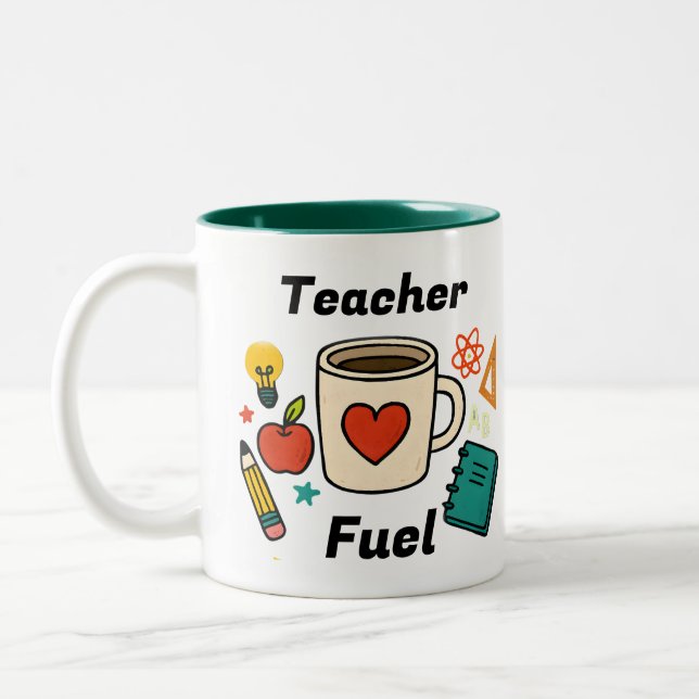 Caneca De Café Em Dois Tons Custom Teacher Fuel Mug (Esquerda)