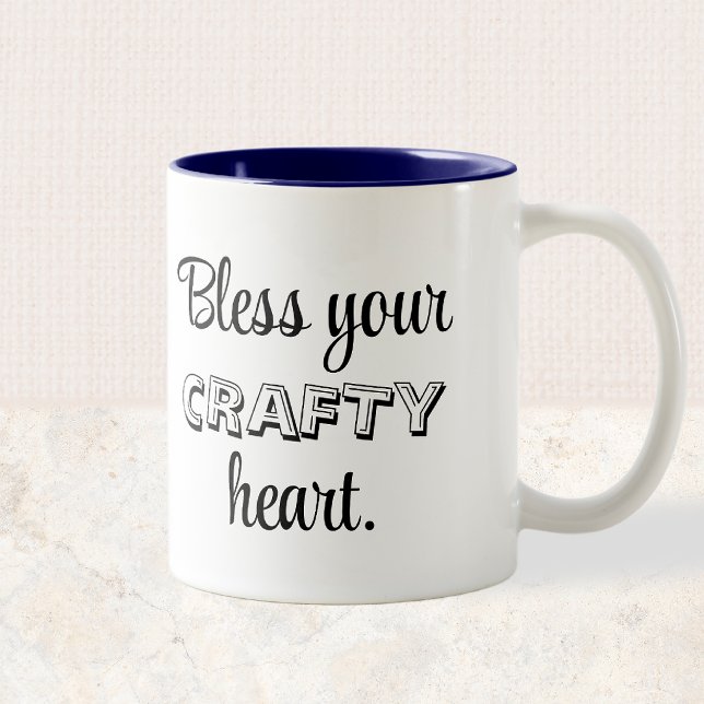 Caneca De Café Em Dois Tons Custom Text, Bless Your Crafty Heart (Criador carregado)