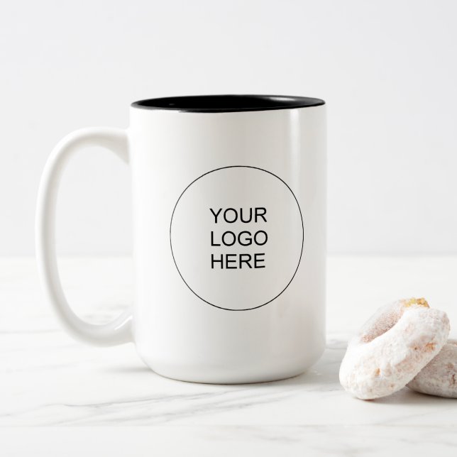 Caneca De Café Em Dois Tons Custom Upload Your Company Logo Elegant Modern (Com Donut)