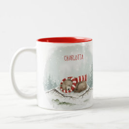 Caneca De Café Em Dois Tons Custom Winter Bear Mug – Sleeping Animal Design