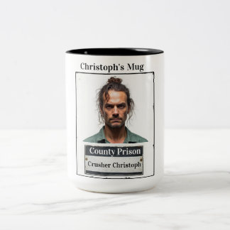 Caneca De Café Em Dois Tons Customisable Photo Name Prison Funny Mug Shot