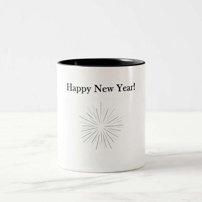 Caneca De Café Em Dois Tons Customizable Happy New Year Mug (Centro)