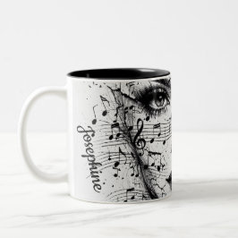 Caneca De Café Em Dois Tons Customized Music Sheet Face Art Black White Artist