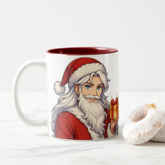 Caneca De Café Em Dois Tons Cute Anime Santa Mug-Holiday Christmas Coffee Cup