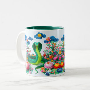 Caneca De Café Em Dois Tons Cute Ano Novo Chinês Cobra 2025 2TM4
