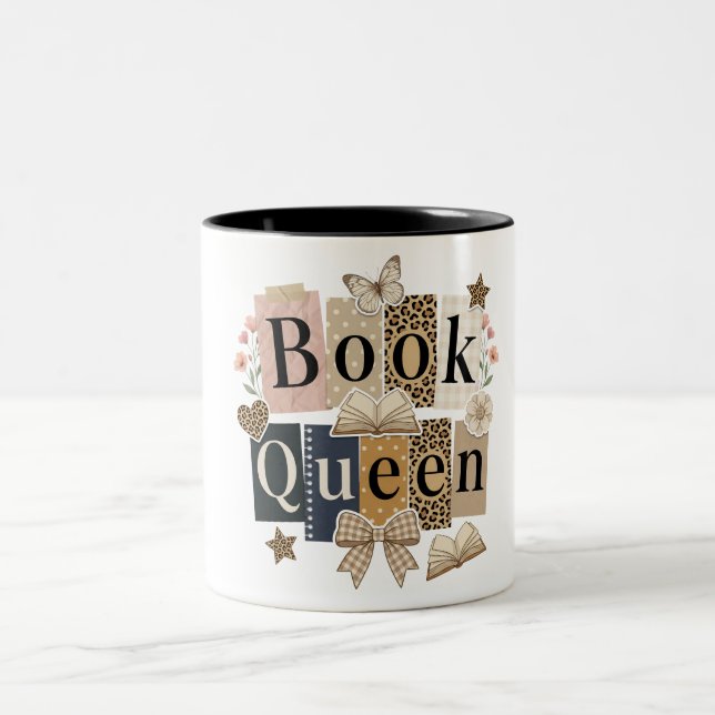 Caneca De Café Em Dois Tons Cute Book Queen (Centro)