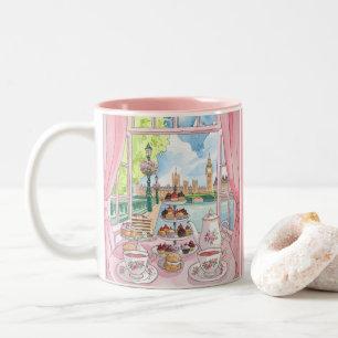Caneca De Café Em Dois Tons Cute British Cakes & Tea - Reino Unido, Londres
