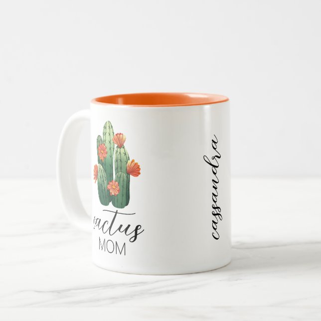 Caneca De Café Em Dois Tons Cute Cactus, Mãe Planta (Frente Esquerda)