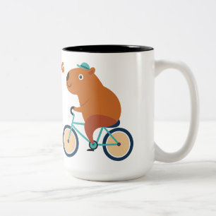 Caneca De Café Em Dois Tons Cute Capybara Cycling Mug