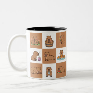 Caneca De Café Em Dois Tons Cute Capybara Mug   Café Adorável e Taa Cup