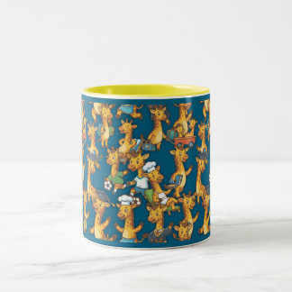 Caneca De Café Em Dois Tons Cute Cartoon Giraffe Roles Seamless Pattern Art