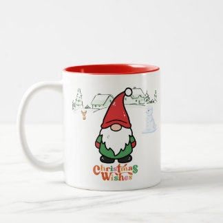 Caneca De Café Em Dois Tons Cute Cartoon Gnome Christmas Wishes