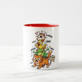 Caneca De Café Em Dois Tons Cute Chaotic Animal Stack Meme – Available on Tees