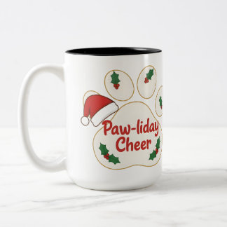Caneca De Café Em Dois Tons Cute Christmas Pet Paw