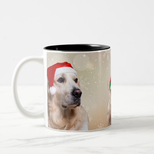 Caneca De Café Em Dois Tons Cute Dog Christmas  (Esquerda)