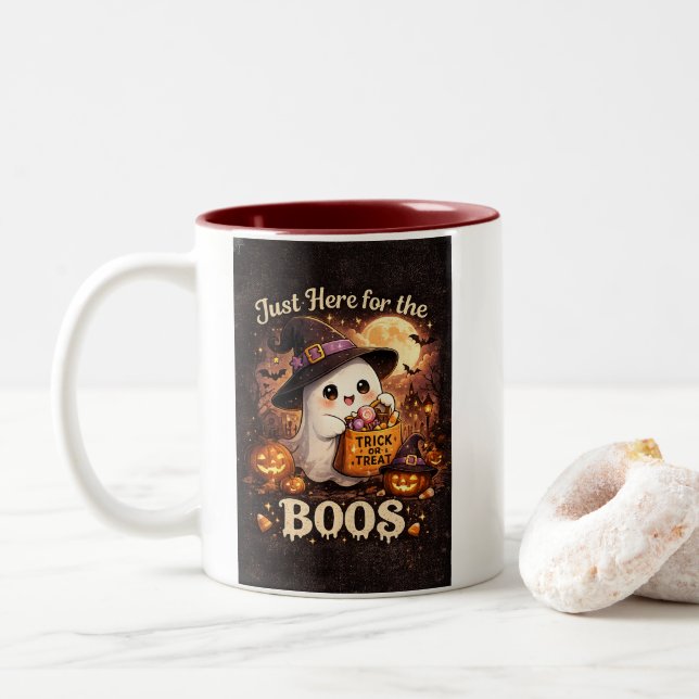 Caneca De Café Em Dois Tons Cute fantasma Halloween  (Com Donut)