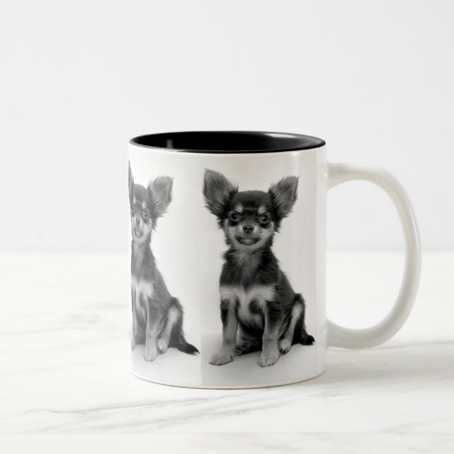 Caneca De Café Em Dois Tons Cute Fluffy Chihuahua Puppy Pattern (Direita)
