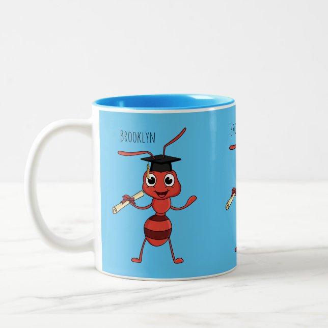Caneca De Café Em Dois Tons Cute happy red ant cartoon  (Esquerda)