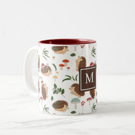 Caneca De Café Em Dois Tons Cute Hedgehog Mushrooms Woodland Forest Animal