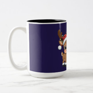 Caneca De Café Em Dois Tons Cute Holiday Reindeer & Snowman