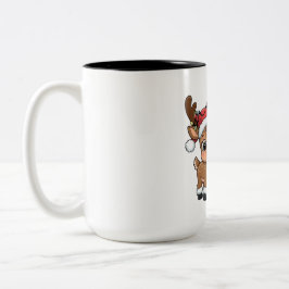 Caneca De Café Em Dois Tons Cute Holiday Reindeer & Snowman