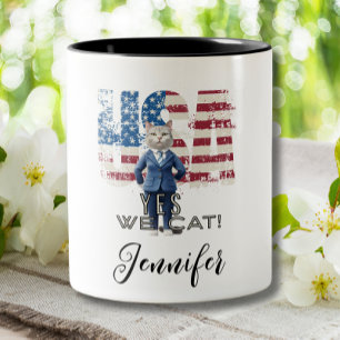 Caneca De Café Em Dois Tons Cute Kamala Harris Cat Engraçado Sim Nós Gastamos