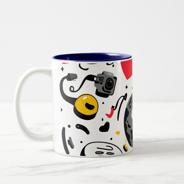 Caneca De Café Em Dois Tons Cute Kawaii Moon Cartoon Coffee Mug (Esquerda)